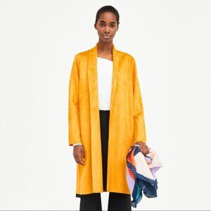 ZARA | Mustard Yellow Faux Suede Long Coat Medium